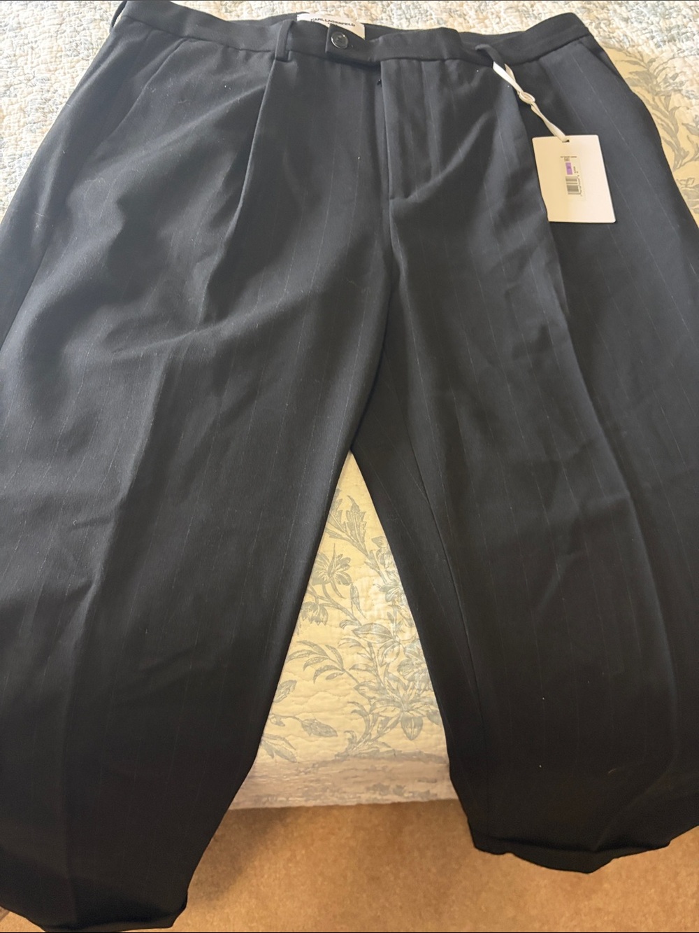 Karl Lagerfeld Black Pinstripe Dress Pants